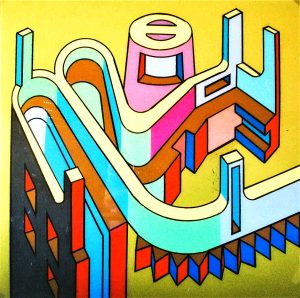 Estas abstraccionrs geométricas en 3d son una variante de las obras realizadas por wassily Kandinsky en las que las formas son inidentificables y planas moviéndose en una escena totalmente abstracta, y se acercan mas al estilo de El Lissitzky arquitecto, ilustrador y creador Ruso de 1890- 1941 obras en las que se distinguen perfectamente las formas geométricas pero moviéndose en un ambiente toralmente abstracto.